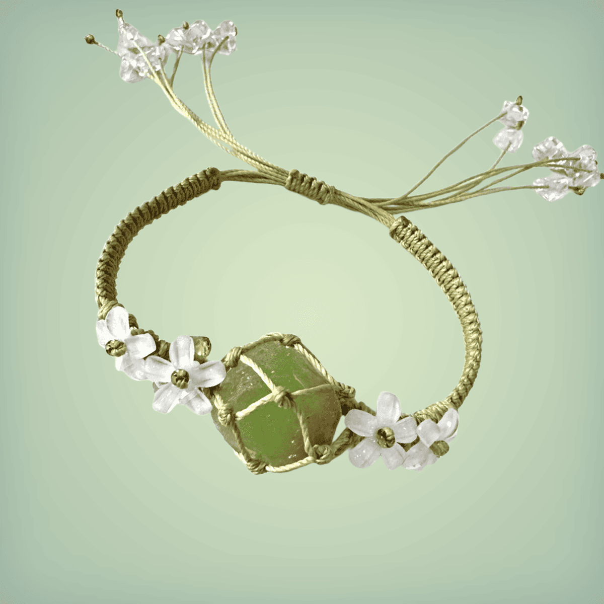 Macrame Crystal Bracelet 1 Stone In Colors