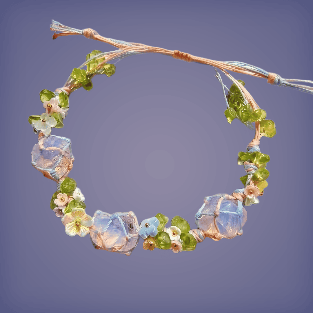 Macrame Crystal Bracelet Floral Designs Spring Energy