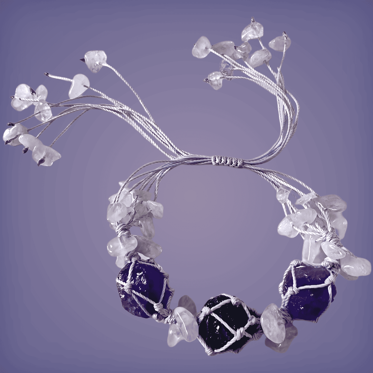 Macrame Crystal Bracelet 3 Stones