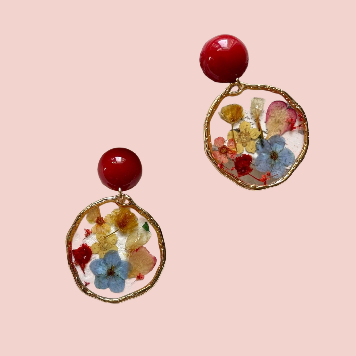 Rouge Dried Flower Earrings