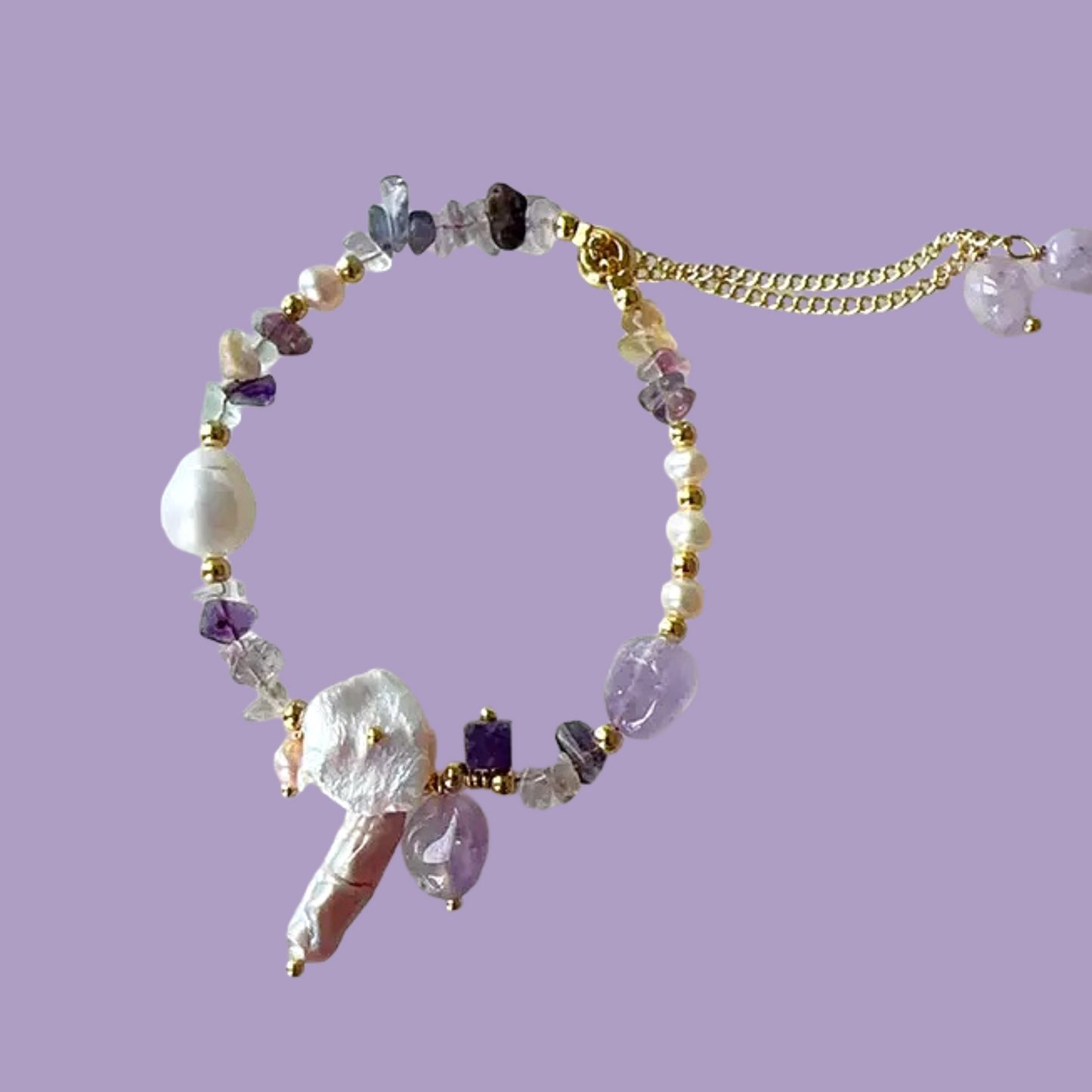 Purple Rain Natural Stone Necklace Bracelet Set