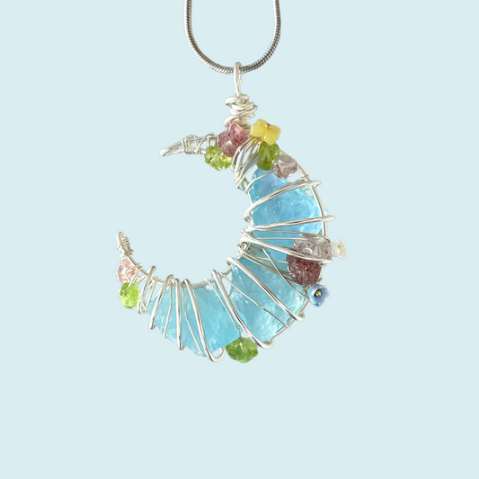 Handmade Moon Crystal Wire Necklace